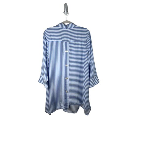 Soft Surroundings Stripe Square Button Tunic Top Button Front and Back Tencel XL - Picture 7 of 11
